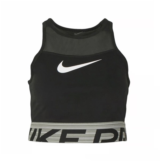 NIKE PRO DRI-FIT CROP TANK Black Mesh Size Small - Picture 1 of 9